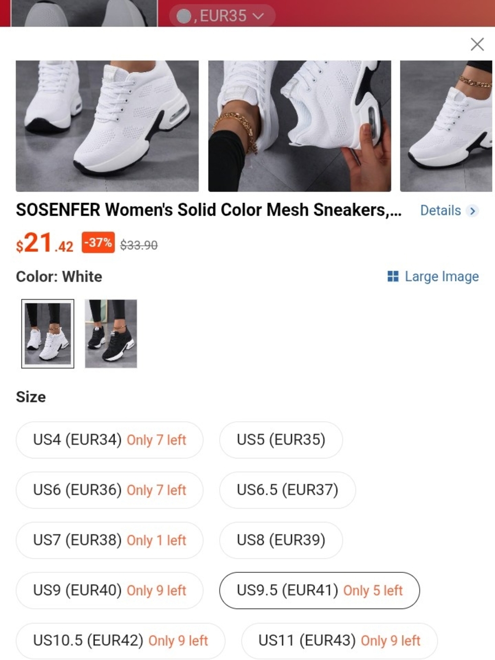 White and Black Mesh Platform Sneakers
